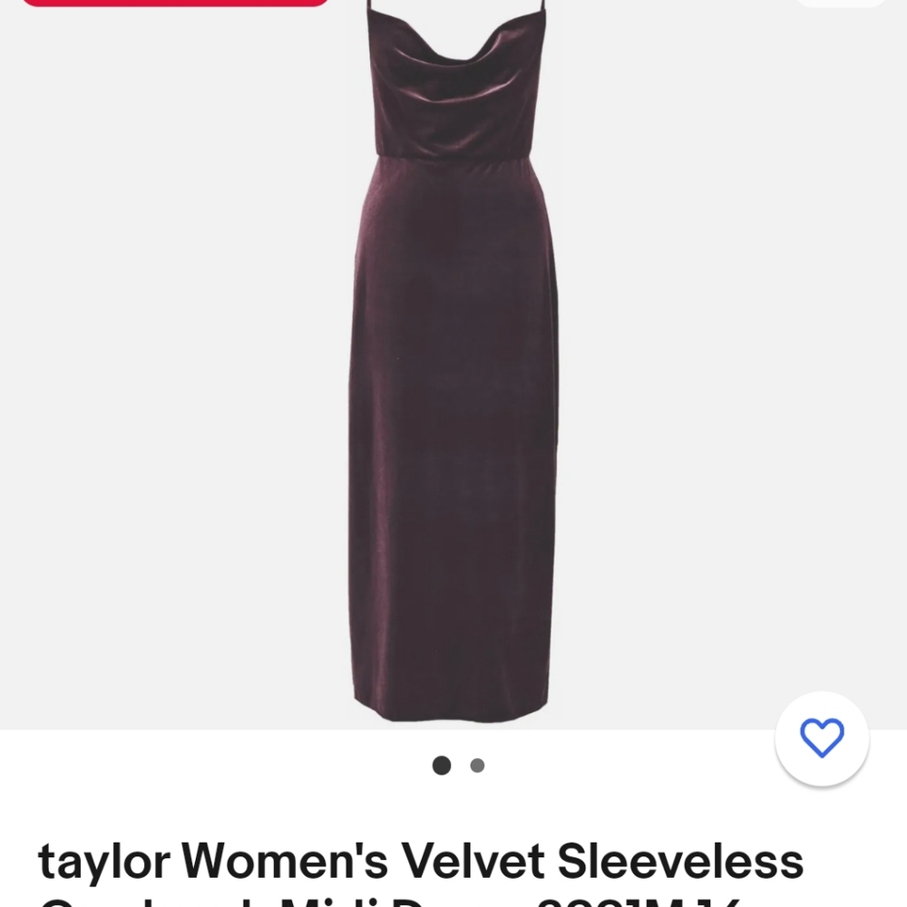 Taylor Women's Velvet Sleeveless Cowlneck Midi Dress Olive